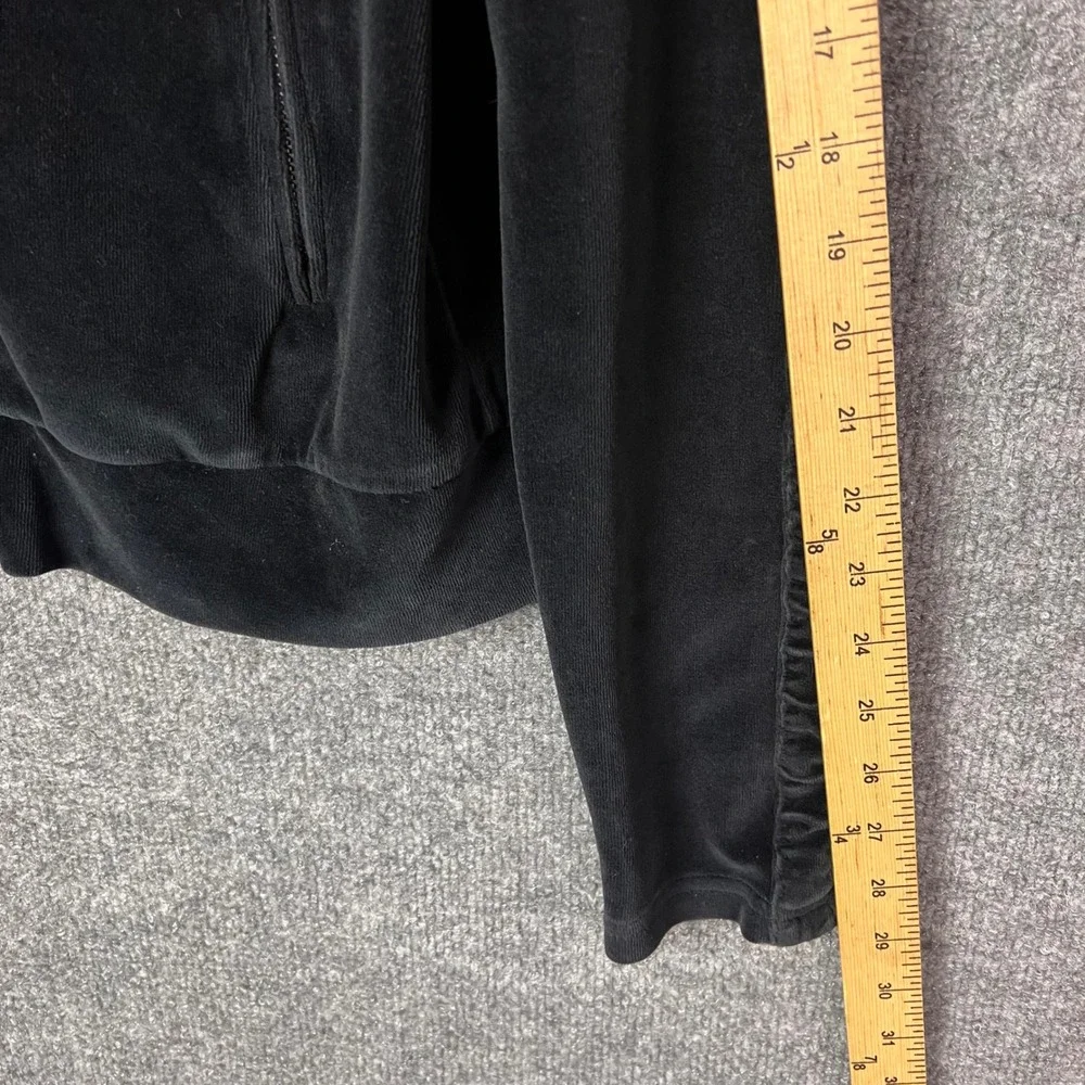 Burberry Hoodie Women Size M Black Excellent Velour Full Zip Ruffle Sleeve Brit - Picture 6 of 9